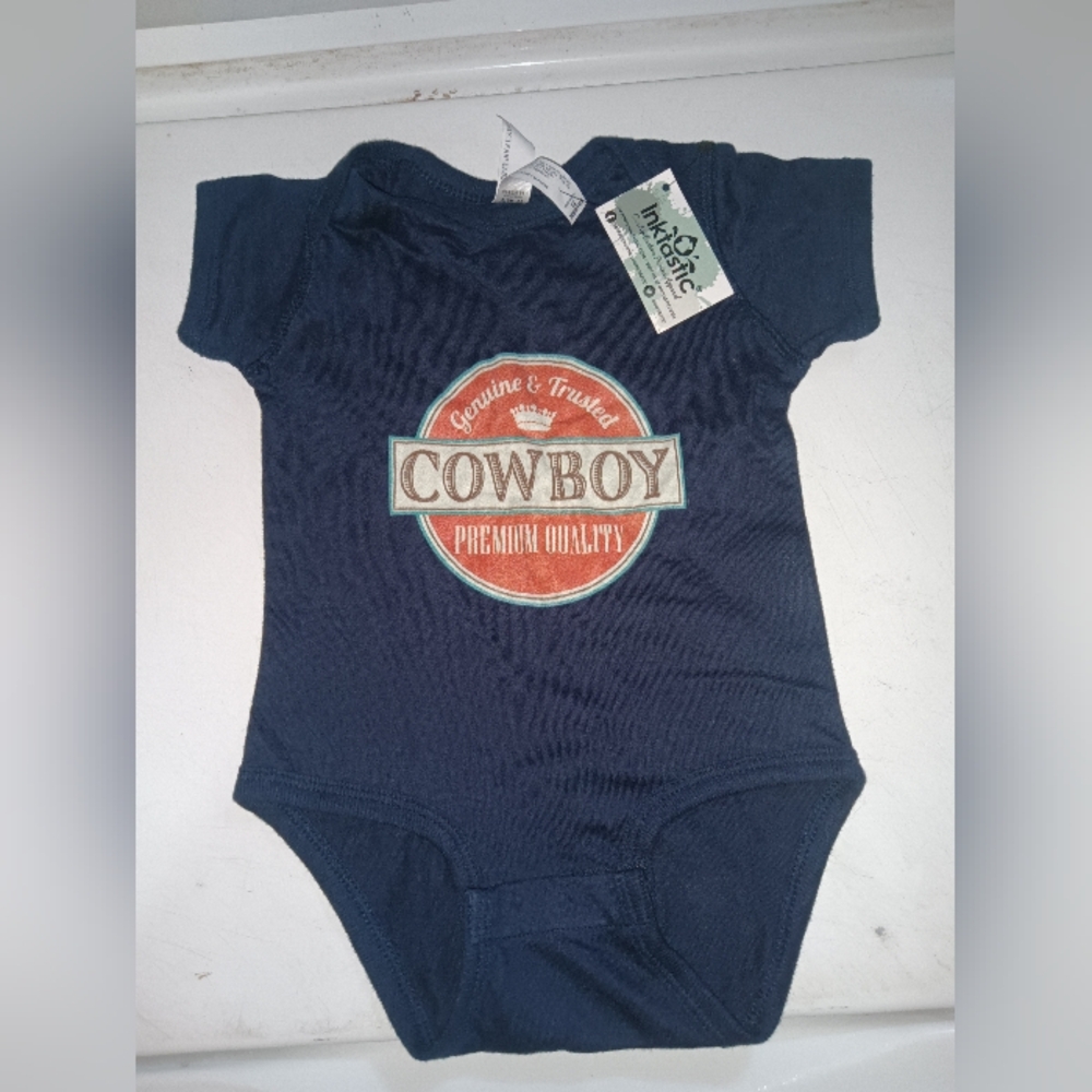 NWT Rabbit Skins Inktastic Cowboy Graphic Onesie 12M